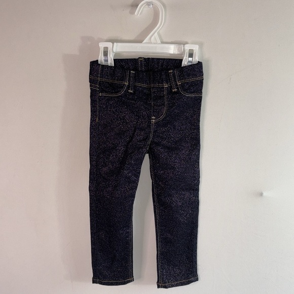 🆕Jordache Girls 2T Glitter Sparkle Dark Wash Denim Jean Style Stretch Jeggings - Picture 4 of 12
